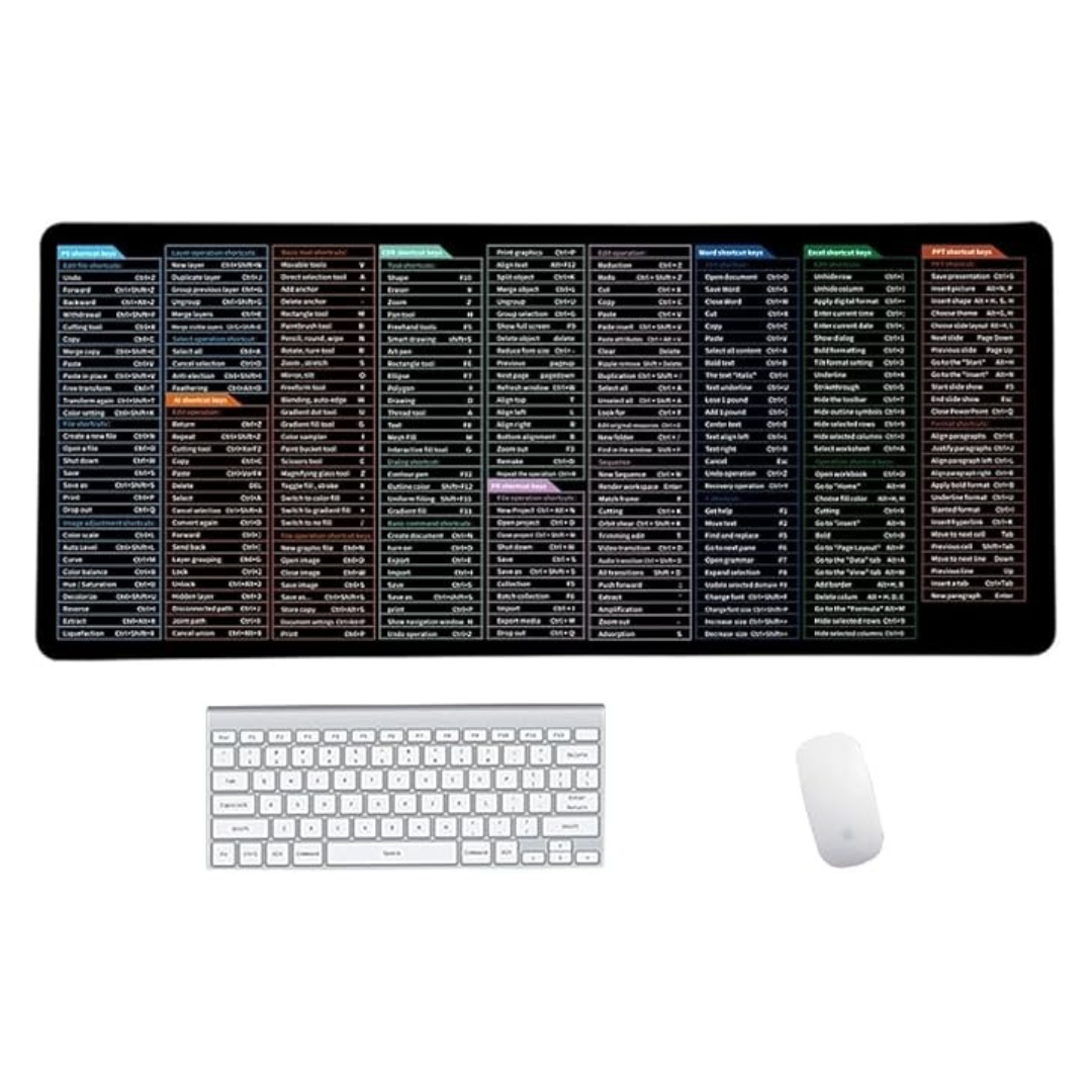 11.8" x 31.5" Extended Keyboard Mouse Pad Desk Mat with Office Shortcuts