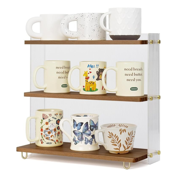3-Tier Coffee Mug Holder Wooden Cup Station Organizer