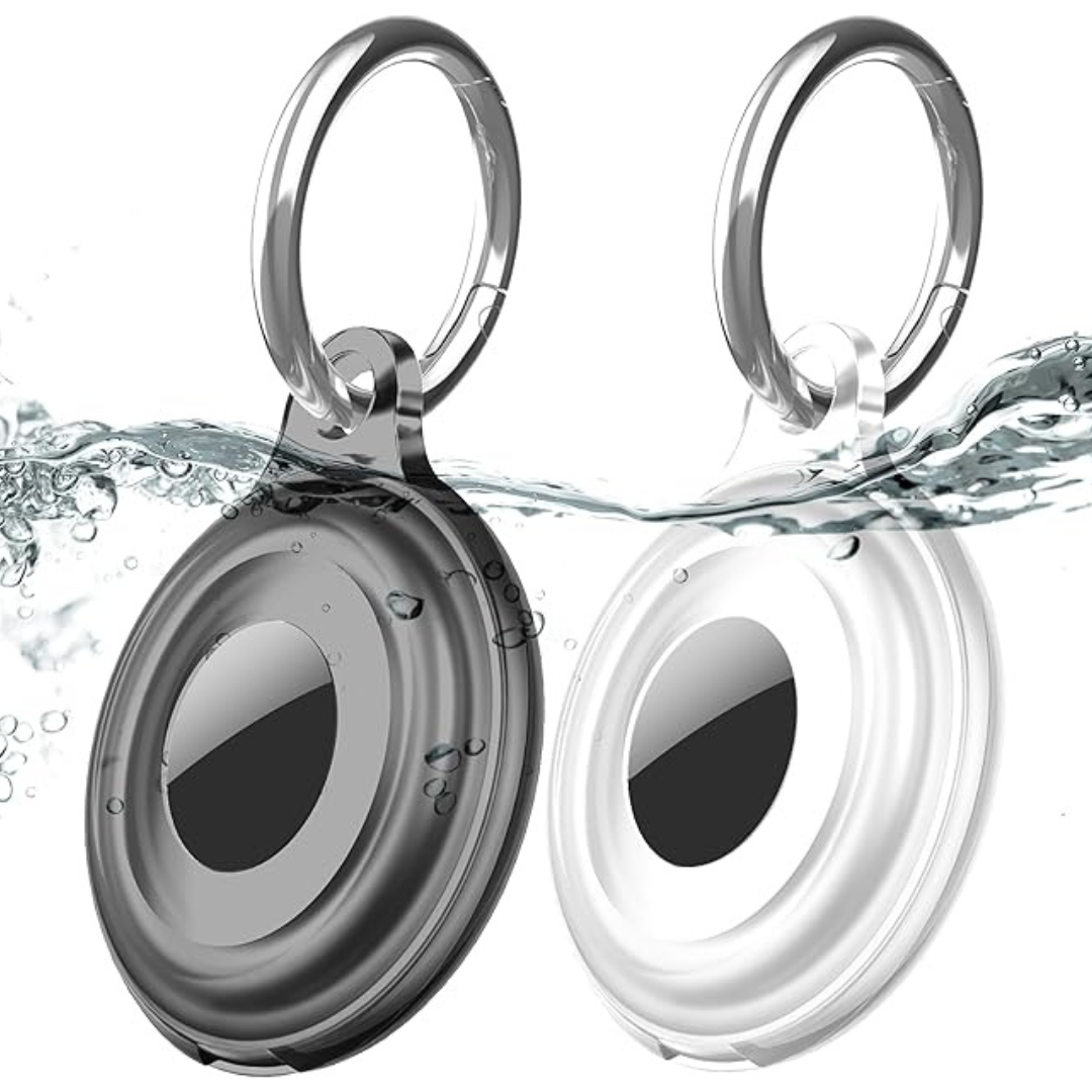2-Pack IPX8 Waterproof AirTag Keychain Holder Case