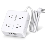 6ft Flat Plug Extension Cord w/ 8 Widely Outlets & 4 USB Ports