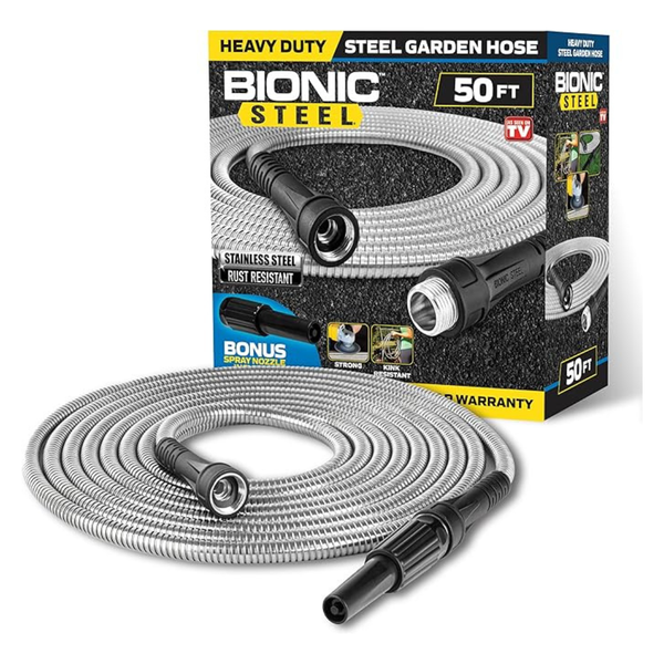 Bionic Steel 50ft Heavy-Duty Stainless Steel Metal Garden Hose