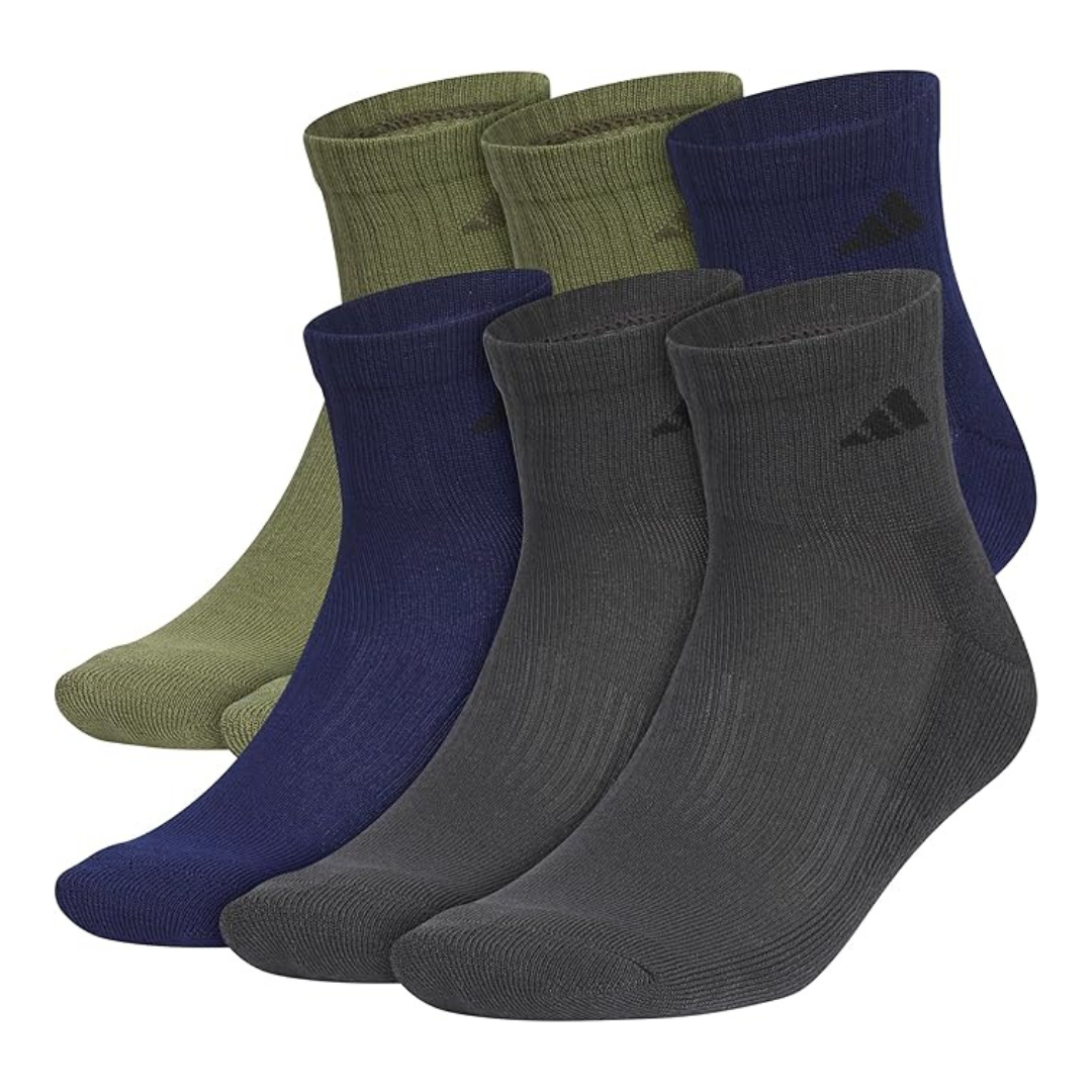 6-Pk adidas Mens Athletic Cushioned Ankle Fit Socks