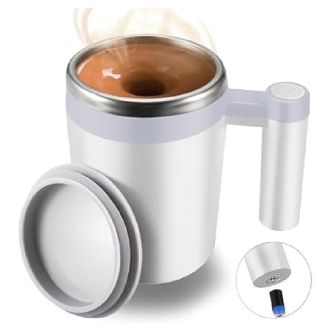 Rechargeable Auto Magnetic Coffee Mug With 2-Piece Stir Bar