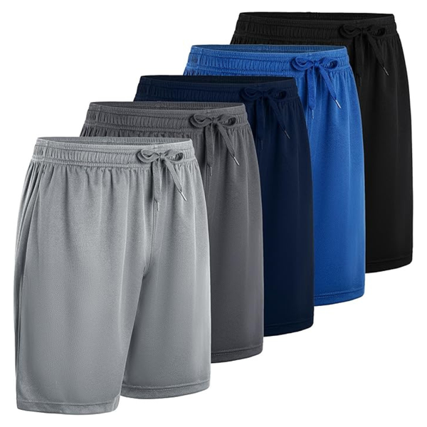 5-Pack Quick Dry Athletic Gym Men's Shorts With Pockets