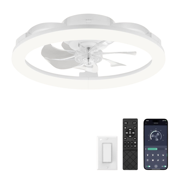 20" Low Profile Ceiling Fans With Lights And Remote (2 Colors)