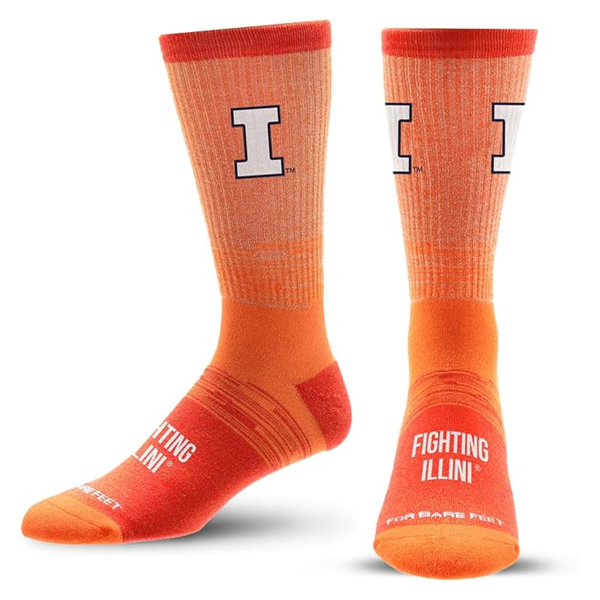 For Bare Feet NCAA Illinois Fighting Illini Team Tonal Crew Sock
