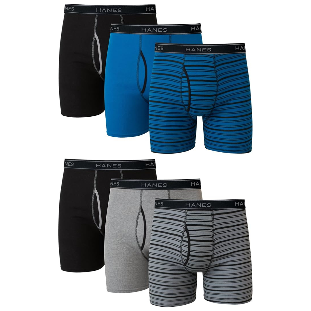 6-Pack Hanes Men's Cotton Moisture-Wicking Underwear Briefs