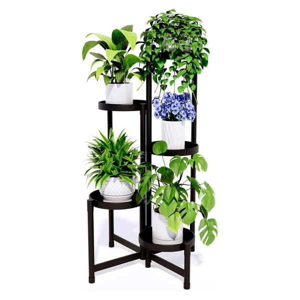 5-Tier Foldable Heavy Duty Metal Corner Plant Shelf