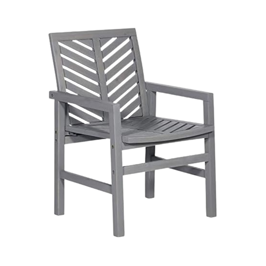 2-Pack Walker Edison Outdoor Patio Solid Acacia Wood Chevron Chair Set