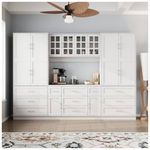 FUFU&GAGA White Wood 110.2" W Pantry Cabinet With Glass Doors