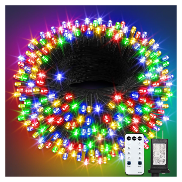 100FT ROSCOO 300-LED Outdoor Multicolor String Lights With Remote