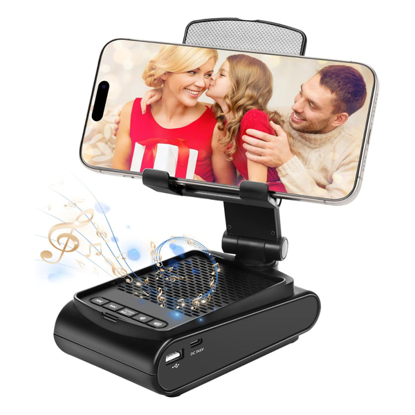 Toiysyy Multi-Angle Phone Holder With Bluetooth Speaker Portable (Black)