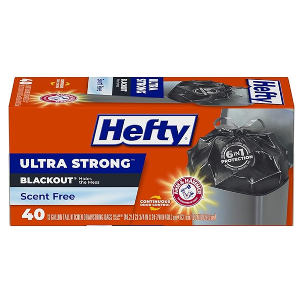 120-Count (3 x 40-ct.) Hefty 13-Gallon Ultra Strong Trash Bags