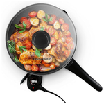 Elite Gourmet Scratch Resistant 10.5-Inch (2Qt) Fry Pan, Non-stick Electric Skillet With Glass Vented Lid