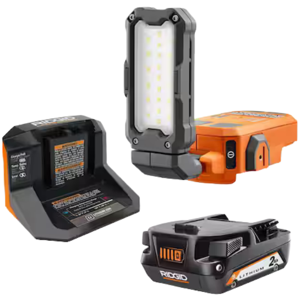 RIDGID 18V Cordless Magnetic Task Light Kit W/2.0 Ah Battery & Charger