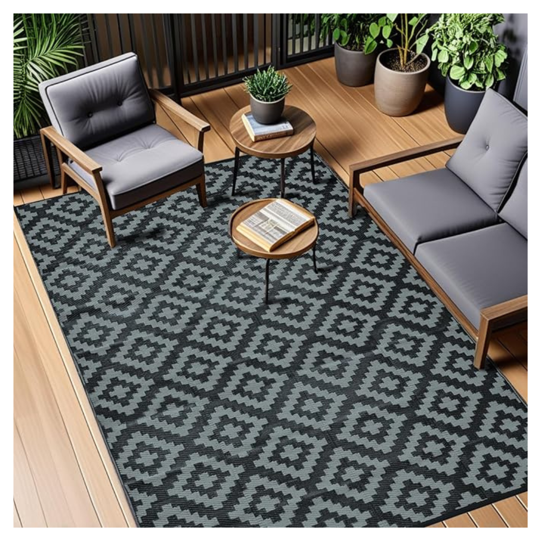 5 Feet x 8 Feet FcyLd Geometric Waterproof Plastic Rugs