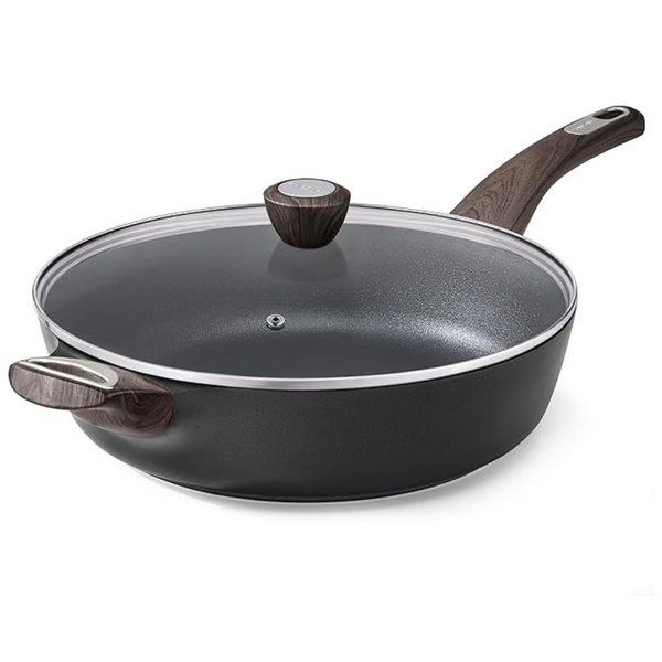 Sensarte 12" 5 Qt Nonstick Deep Frying Pan With Lid