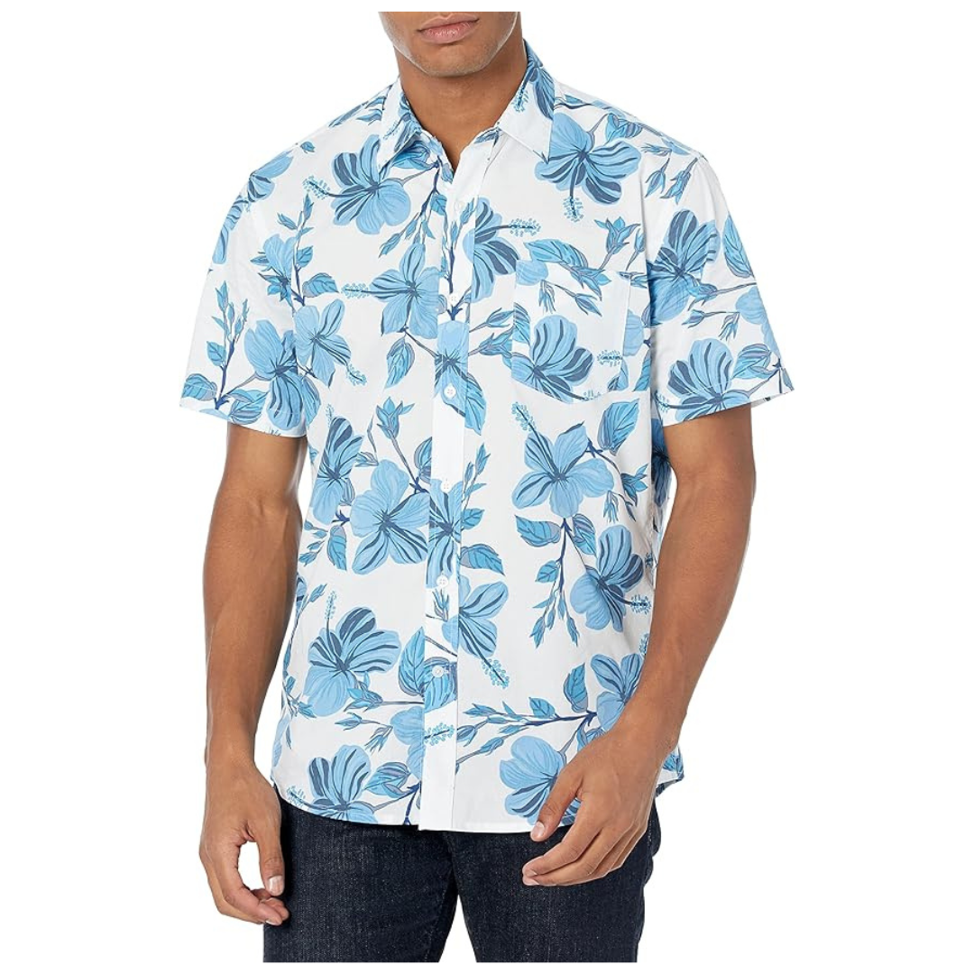 Amazon Essentials Men's Regular-Fit Short-Sleeve Print Shirt