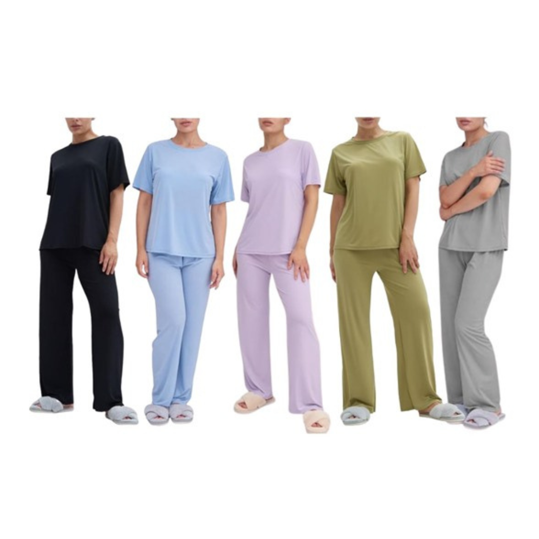 6-Piece Talmont Women's Silky Short Sleeve Lounge Pajama Sets