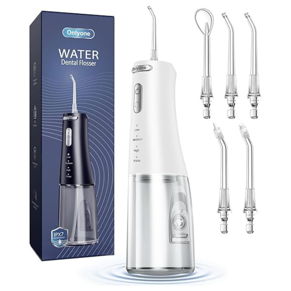 Onlyone 300ml Rechargeable Cordless Water Dental Flosser (White)