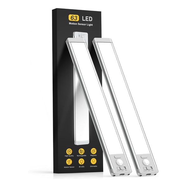 2-Pack 14.7" Rechargeable Motion Sensor Under Cabinet Lights