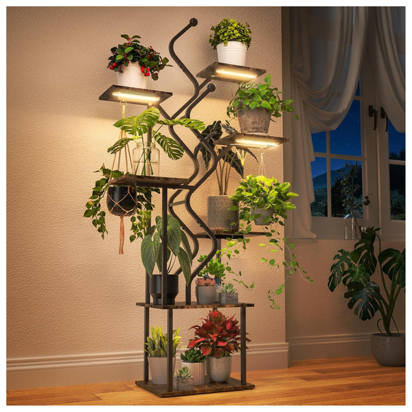 63" 7-Tier Indoor Plant Shelf With Grow Light