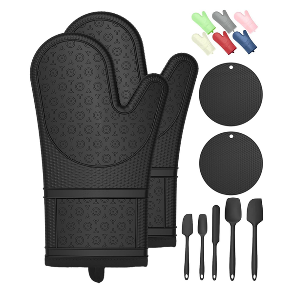 Two Oven Mitts, 2 Hot Pads And 5 Five Silicone Spatulas (Various)