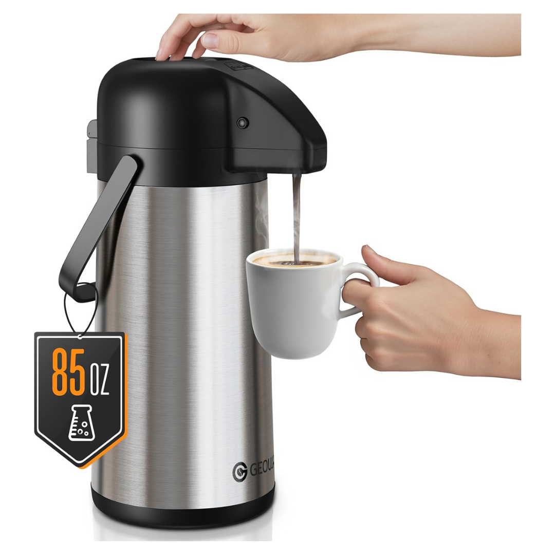 Geouja Airpot Coffee Carafe For Keeping Hot 85 OZ / 2.5L