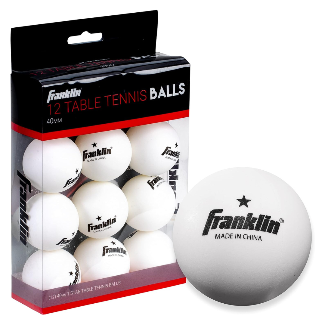12-Count Franklin Sports 40mm Table Tennis Ping Pong Balls