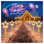 12-Pack 180-LED Twinkling Big Star Solar Christmas Lights W/ 10 Modes