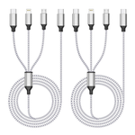 2-Pack 4ft 3-in-1 USB-C Nylon Braided Multi Charging Cable