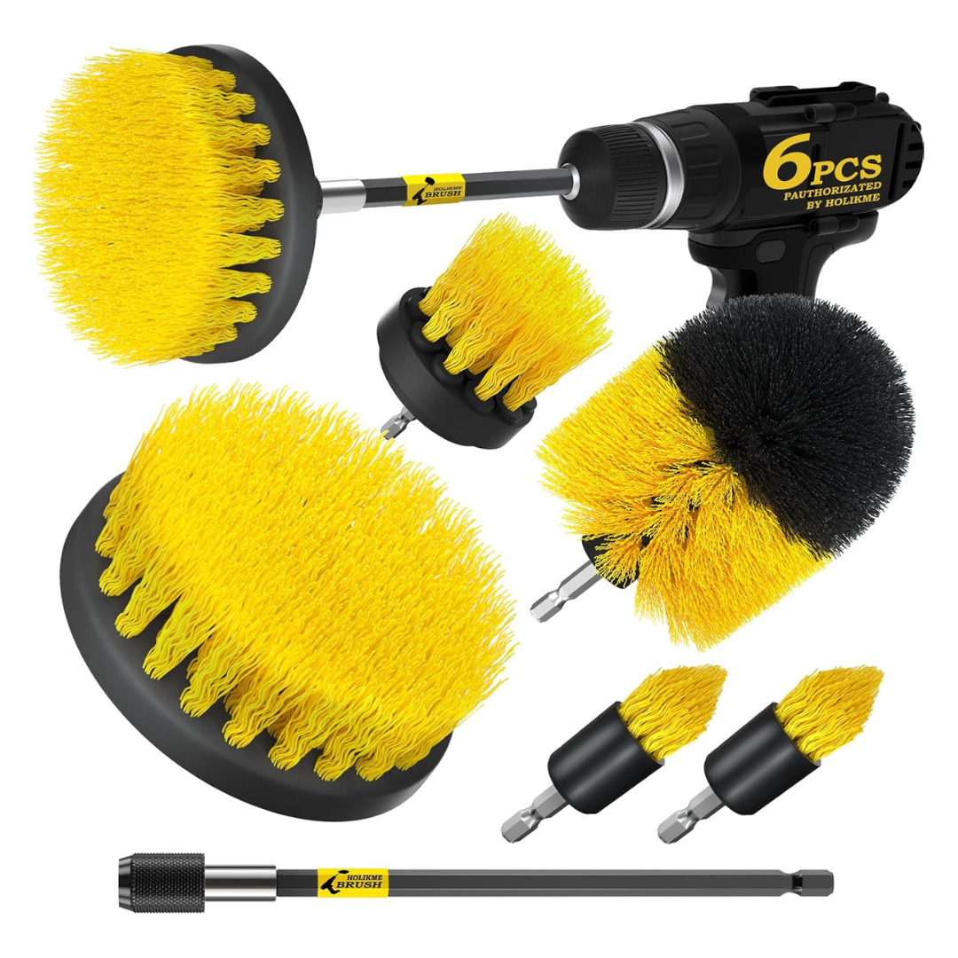 6-Pack Power Scrubber Cleaning Brush Extended Set