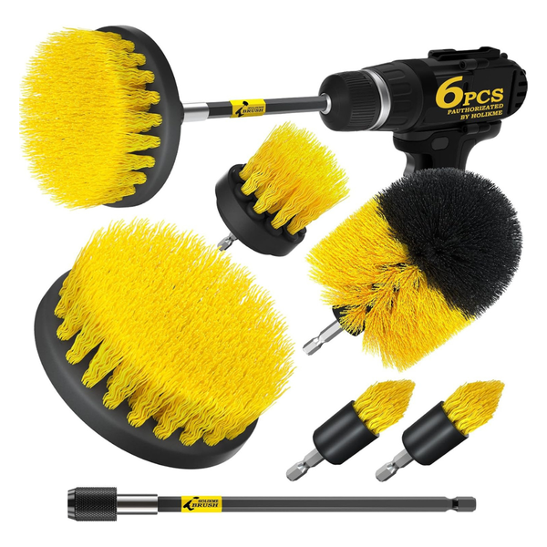 6-Pack Power Scrubber Cleaning Brush Extended Set