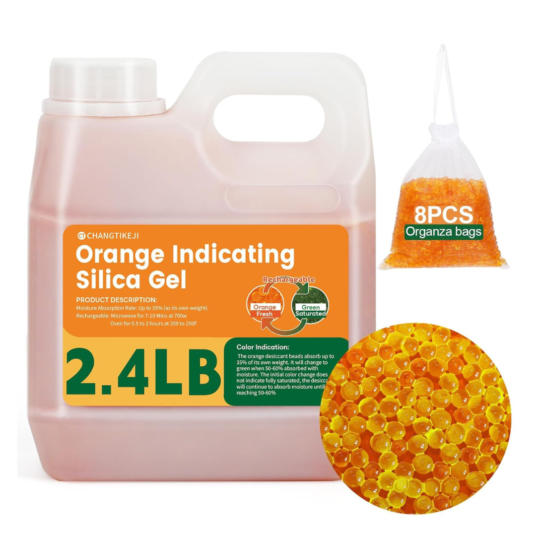 2.4-lb CHANGTIKEJI Reusable Orange Indicating Silica Gel Desiccant Beads