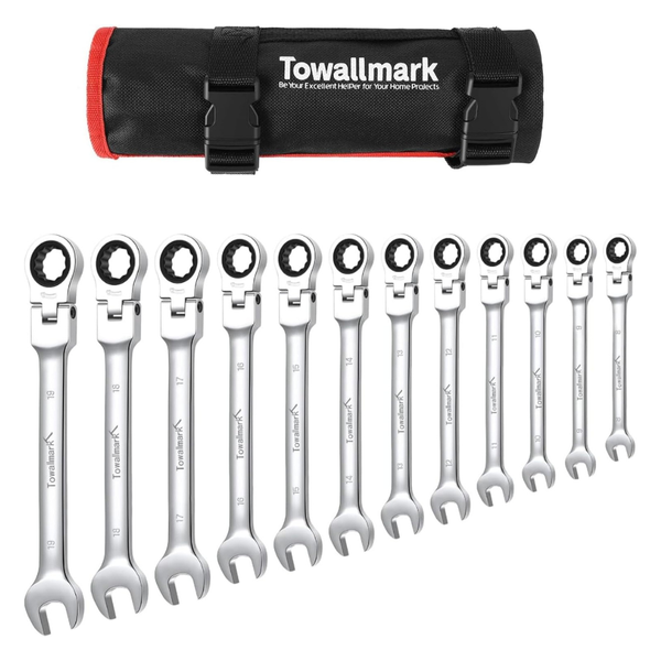 12-Piece Towallmark Ratcheting Wrench Set With Storage Bag