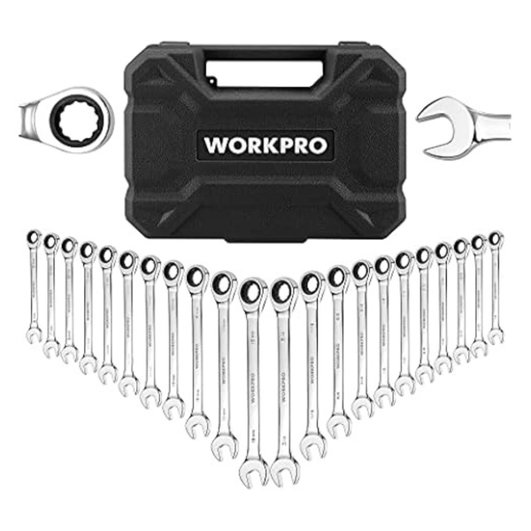 22-Piece WORKPRO 72 Teeth Ratcheting Wrench Set With Box