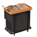 50-Gal 2-Section Leather Patchwork Laundry Hamper With Lid & Handle