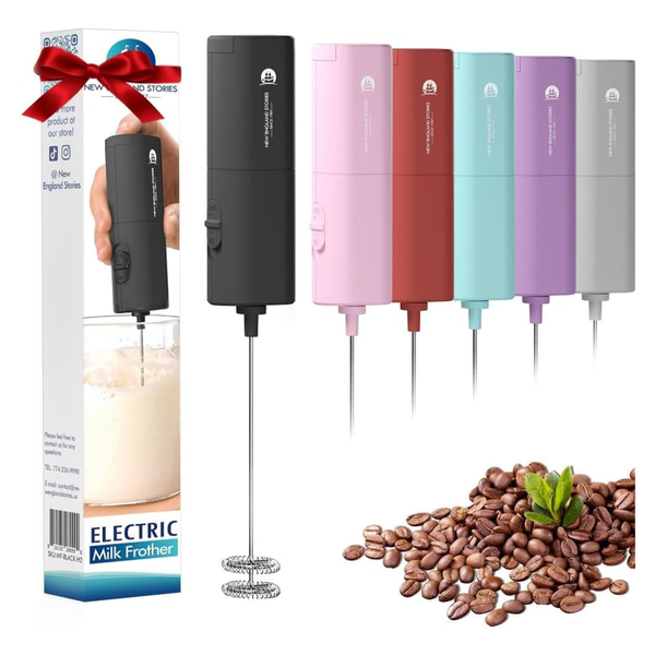 Handheld Mini Whisk Frother With Self-Stand (Black)