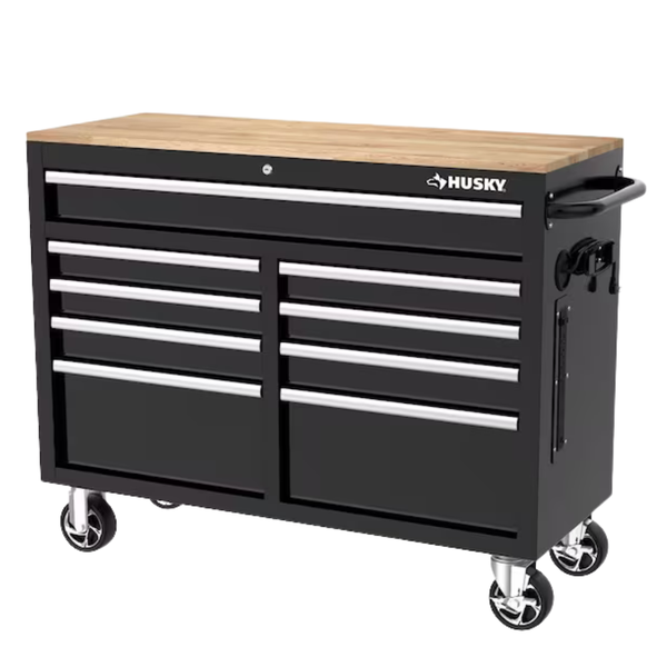 Husky 9 Drawer Tool Storage 46" W Mobile Workbench Cabinet