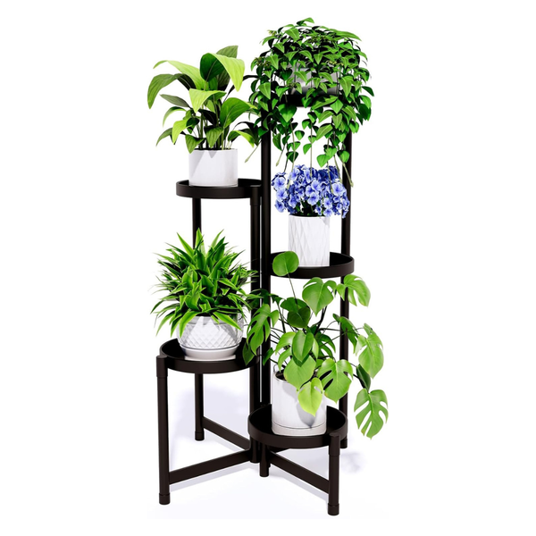 5-Tier Foldable Heavy Duty Metal Corner Plant Shelf