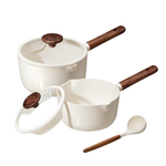 2QT & 3QT Ceramic Nonstick Saucepan Set With Lid & Ladle