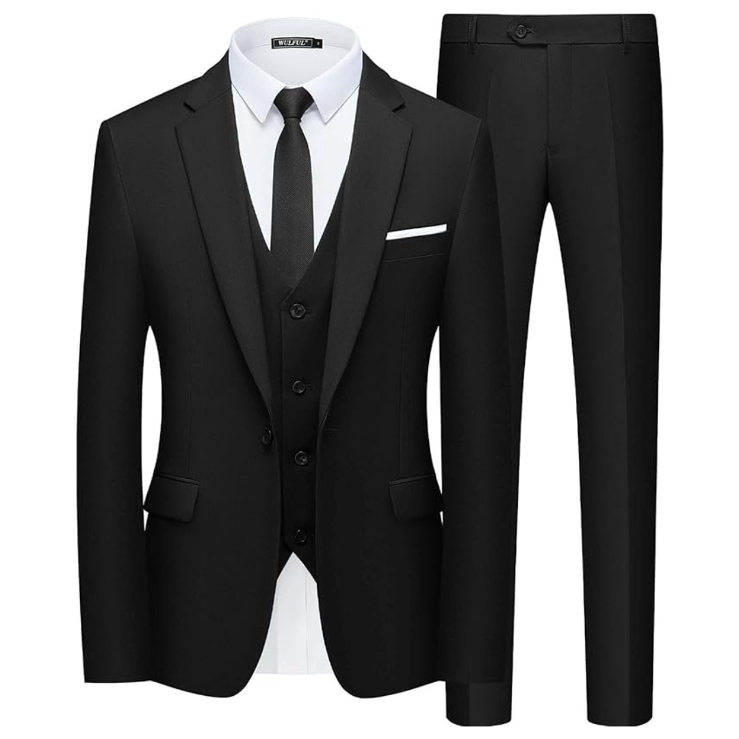 3-Piece Men's Slim Fit Blazer, Vest & Pant