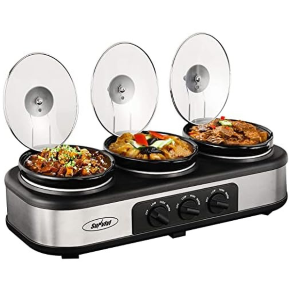 Sunvivi 1.5-Qt. Triple Slow Cooker Buffet Server & Food Warmer