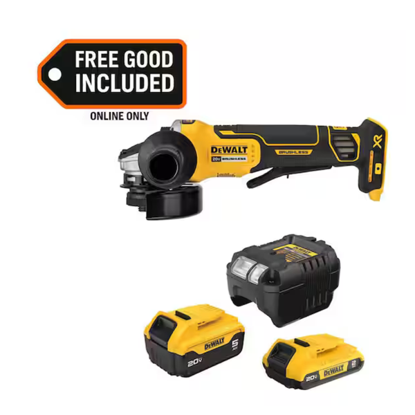 DEWALT 20V MAX XR Lithium-Ion Cordless Brushless Grinder W/Batteries And Charger