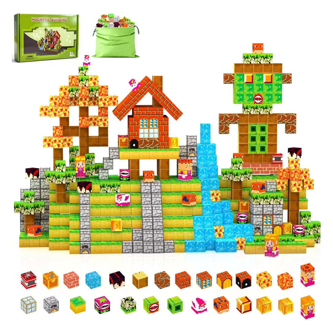 200-Piece 0.8" STEM Constructions Magnetic Blocks Toys