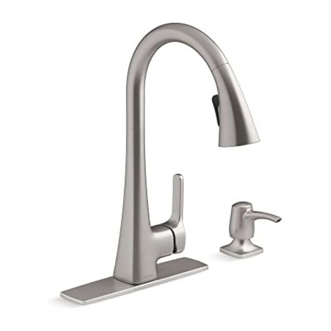 Kohler Maxton Kitchen Faucet With Pull Down Sprayer & Soap Dispenser