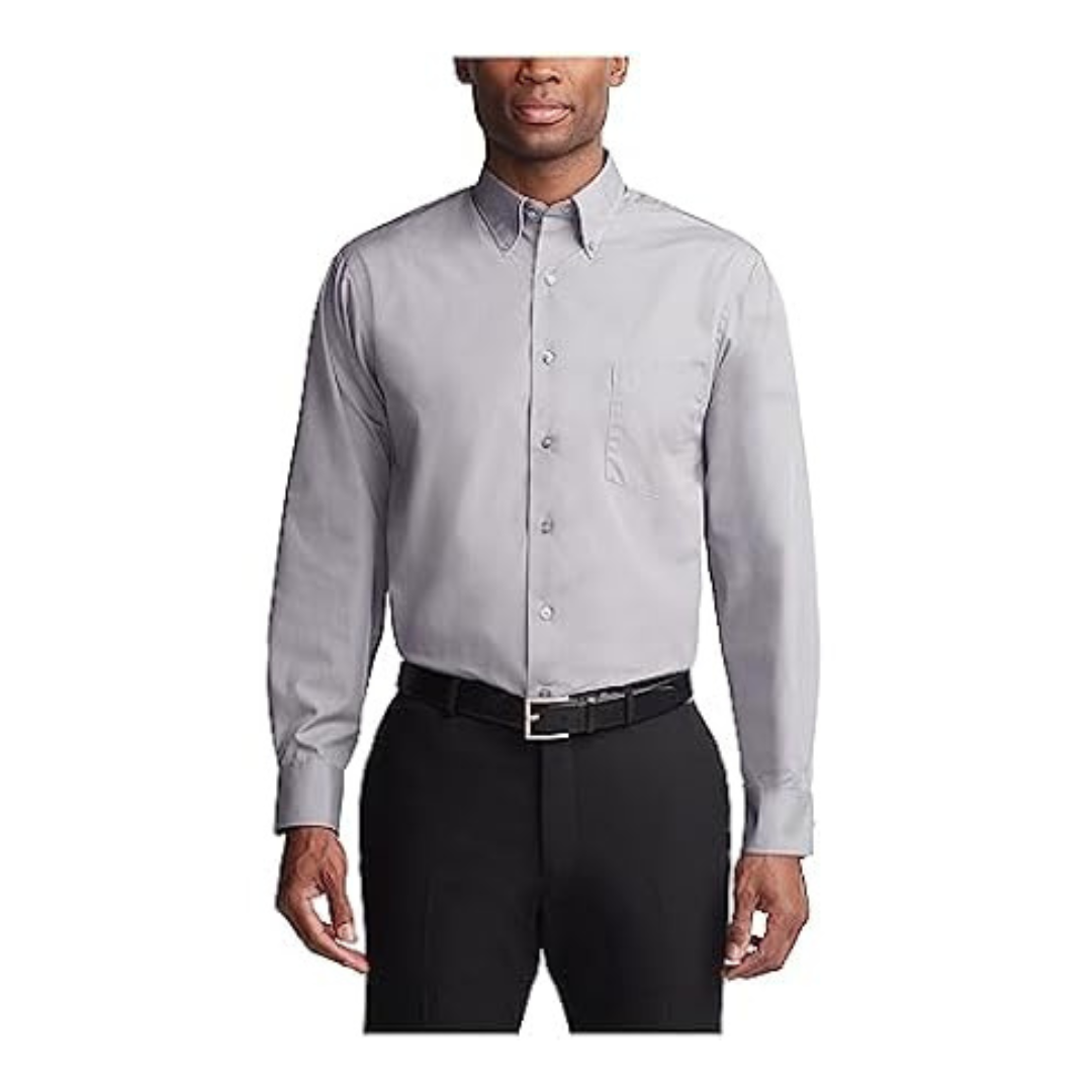 Van Heusen Men's Regular Fit Silky Poplin Solid Dress Shirt