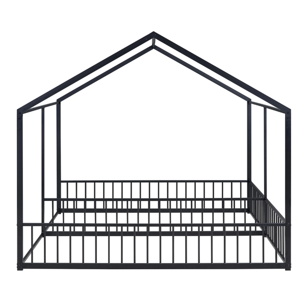 Euroco Metal Side by Side Double Twin House Canopy Floor Bed Frame