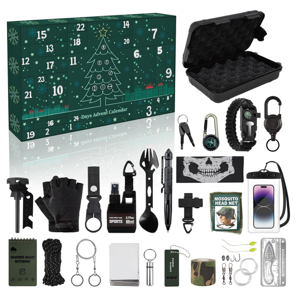 24-Day Survival Kit Advent Calendar 2025 With Tools And Emergency Gear