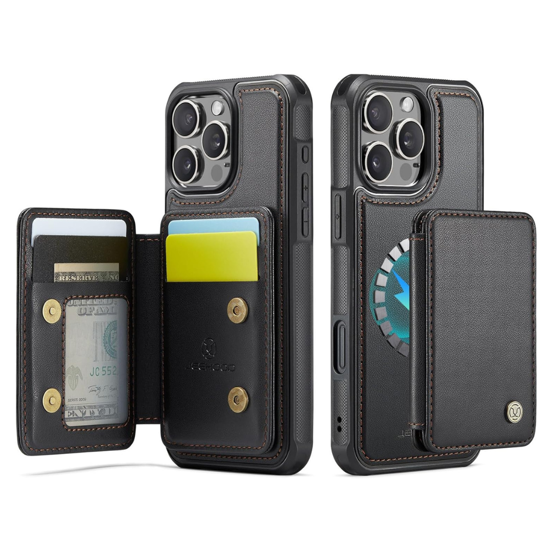 RFID PU Leather iPhone 16 Pro Max Case Wallet With Detachable Magsafe